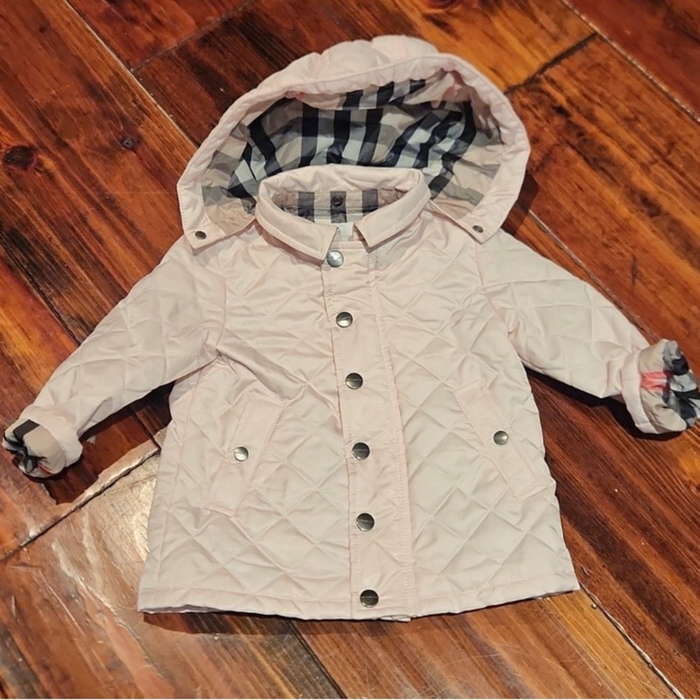 Like New Burberry Light Pink / Plaid Toddler Winter Coat Size 18 months